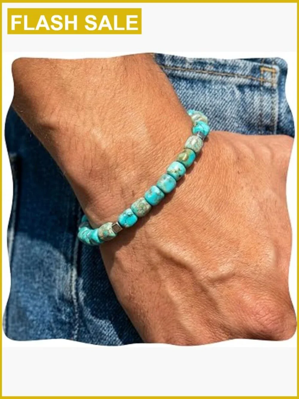 Turquoise Hematite Natural Stone Adjustable Western Bracelet